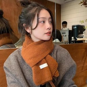 Super Beautiful Ins Korean Versatile Solid Color Knitted Wool Scarf