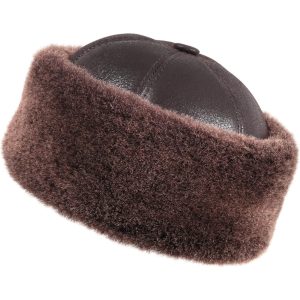 Unisex Shearling Sheepskin Winter Fur Beanie Hat